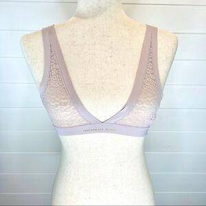 Victoria’s Secret Pale Lilac lace Bralette XS Deep V Gold Lettering